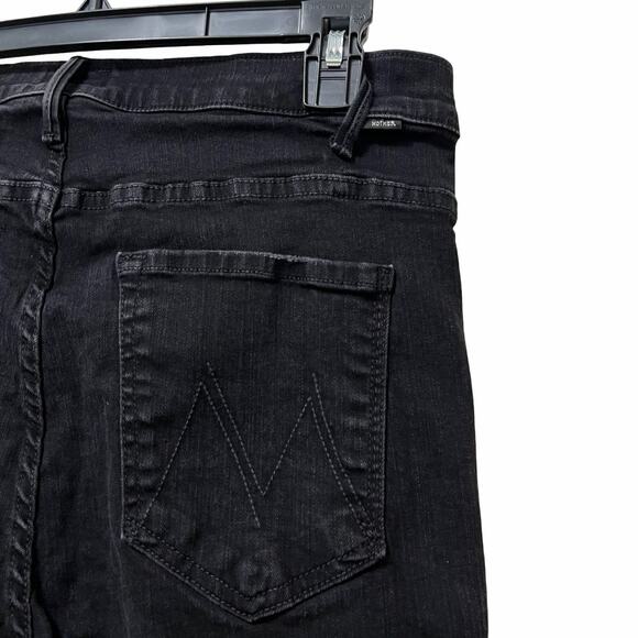 MOTHER Womens Hustler Ankle Fray Straight Leg Jeans Size 32 Black Frayed Hems - Picture 6 of 10